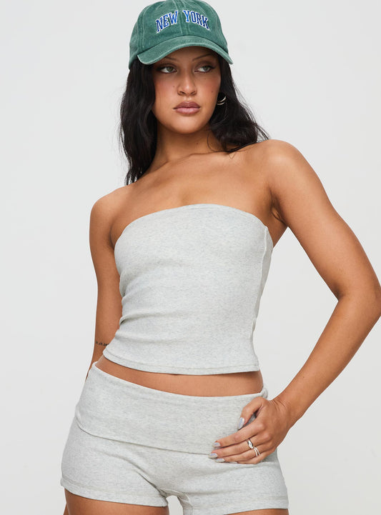 Baseline Strapless Rib Top Grey