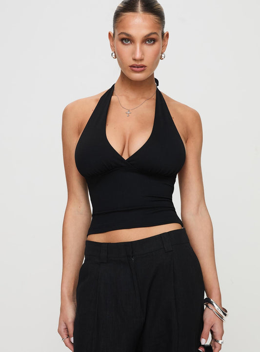 Whimsy Halter Top Black Petite