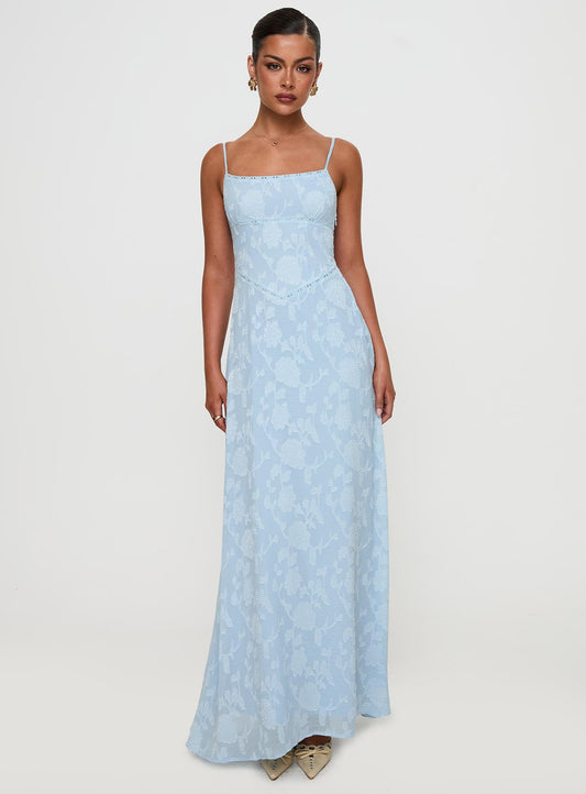 South Of France Maxi Dress Blue Petite