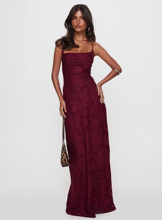 Celena Maxi Dress Burgundy Burnout Petite