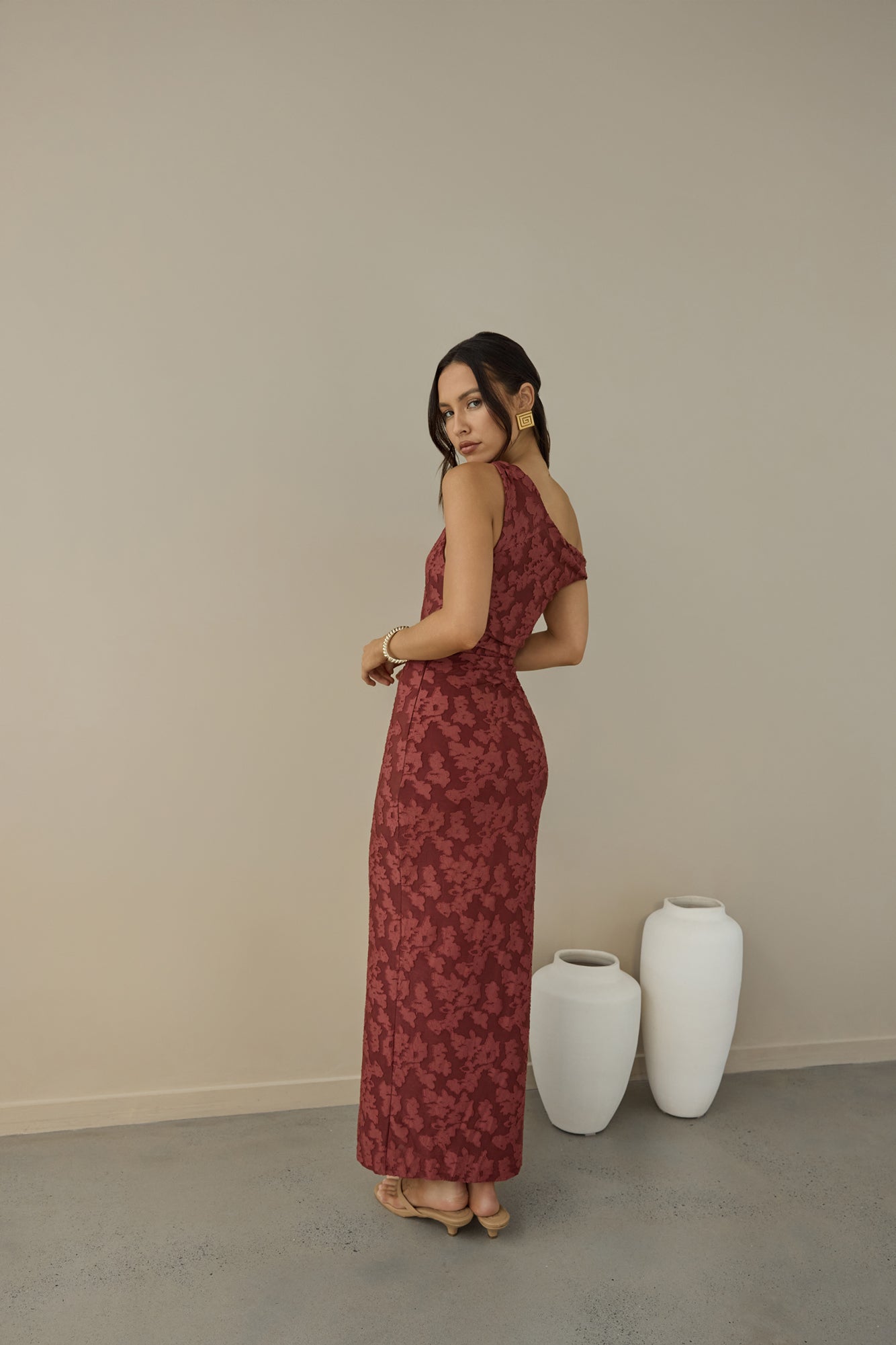 Breeze Of Pink Maxi Dress Wine