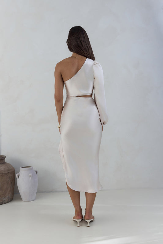 Whisk Away Midi Dress Champagne