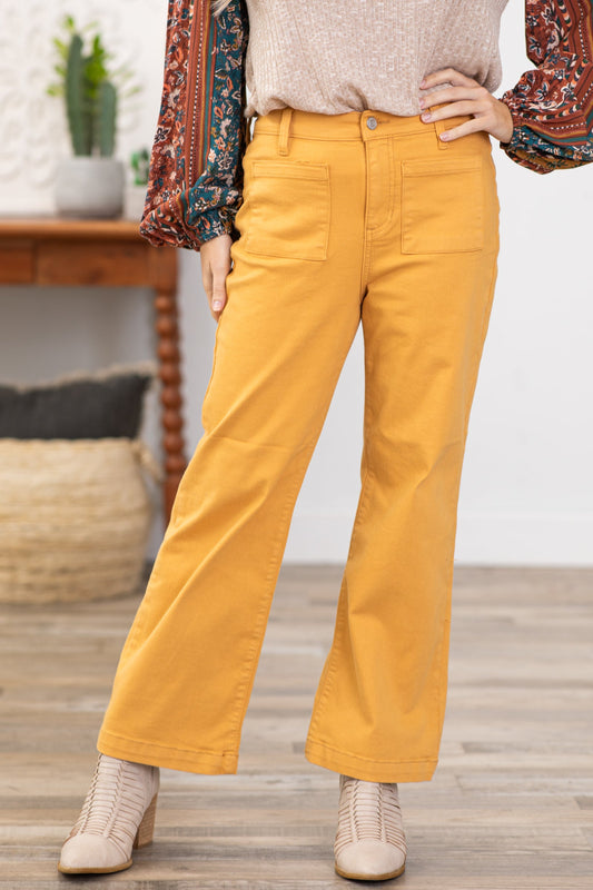 Sneak Peek Golden Cropped Wide Leg Jeans