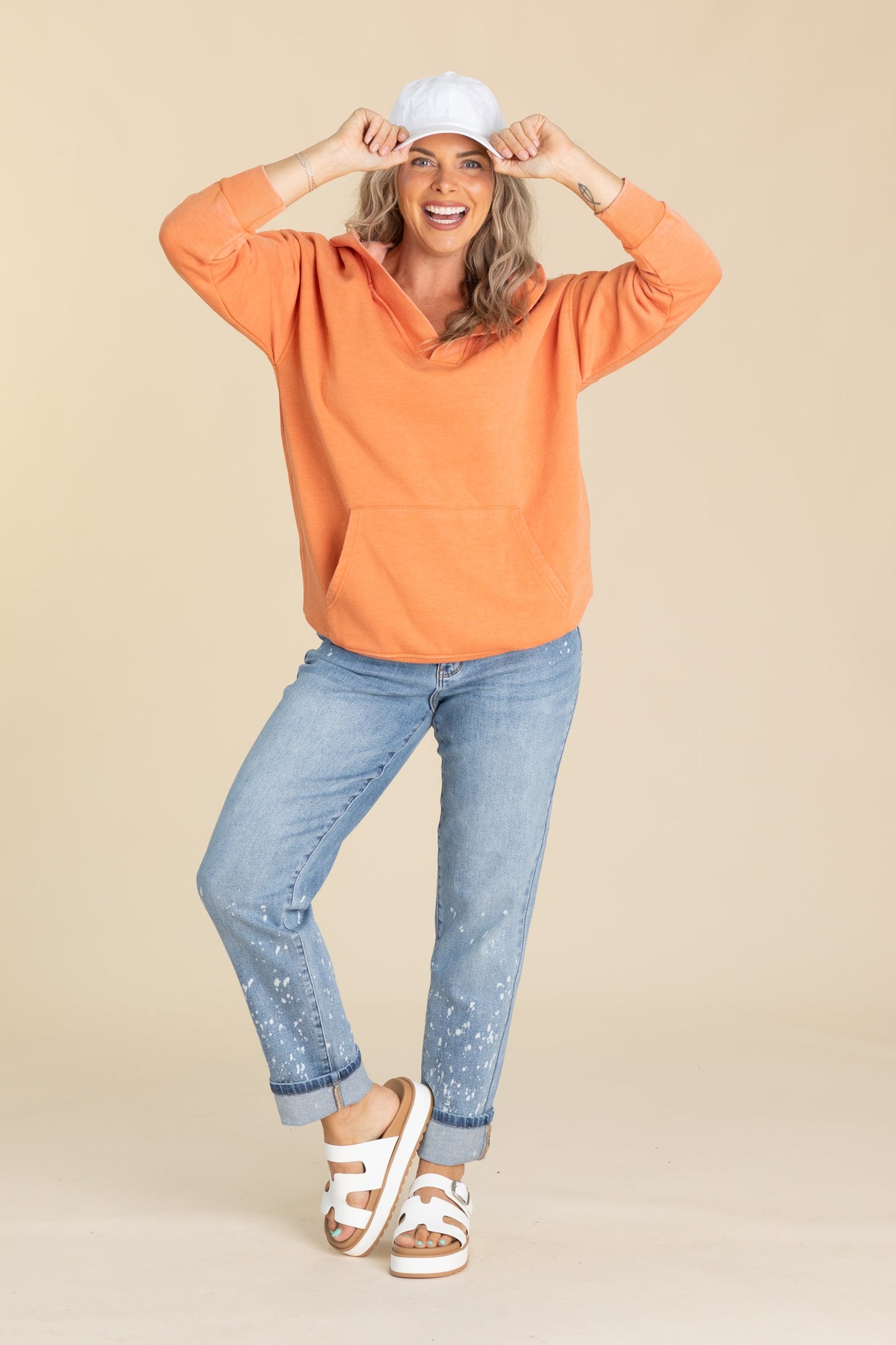 Judy Blue Bleach Splatter Single Cuff Jeans