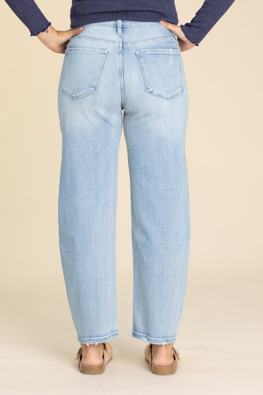 Lovervet Light Wash High Rise Barrel Jeans