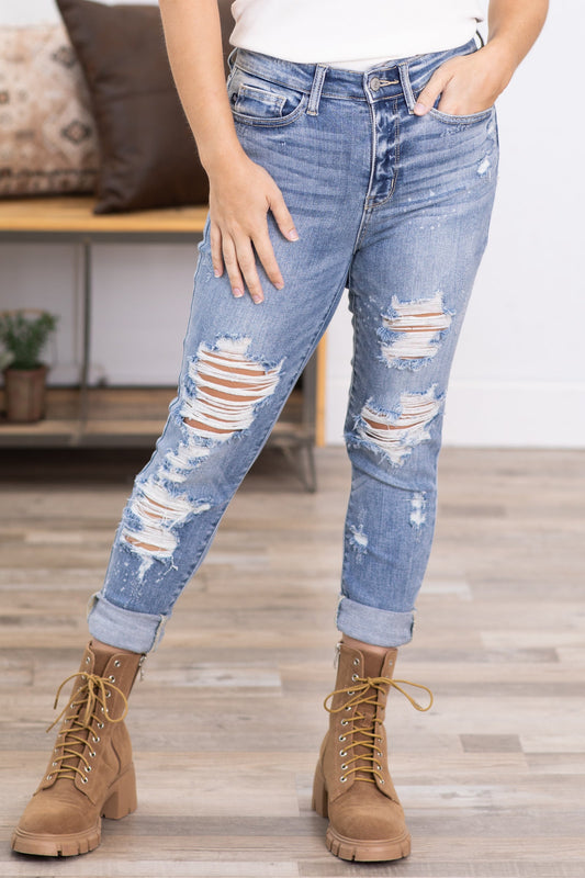 Judy Blue Bleach Splash Distressed Jeans