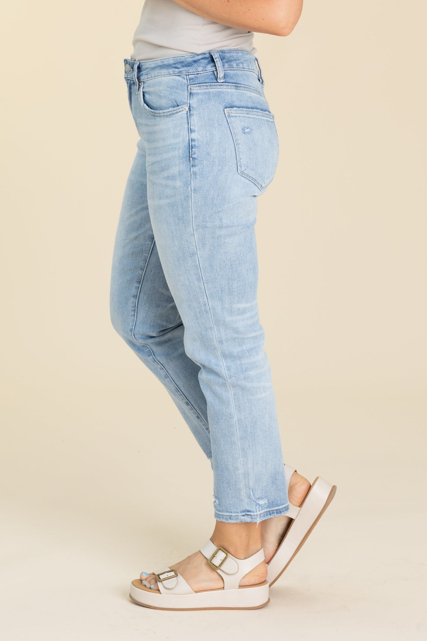 Mica Light Wash Mid Rise Straight Leg Jeans