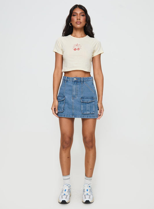Chillders Denim Mini Skirt Mid Wash Petite