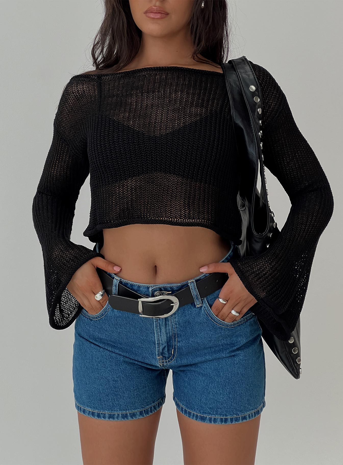 Saldana Shorts Mid Blue Denim Petite