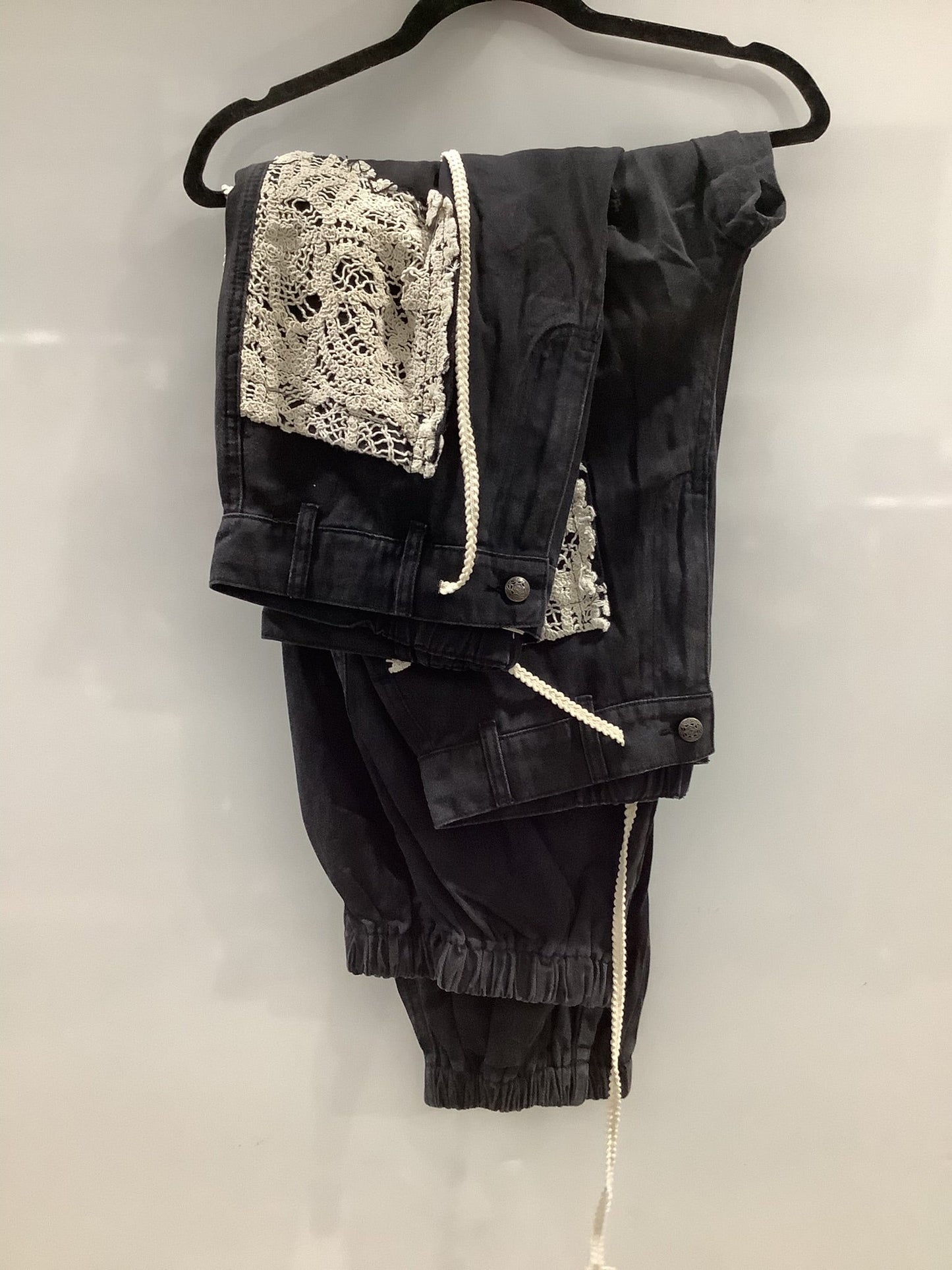 Crochet Detailed Jeans With Drawstrings