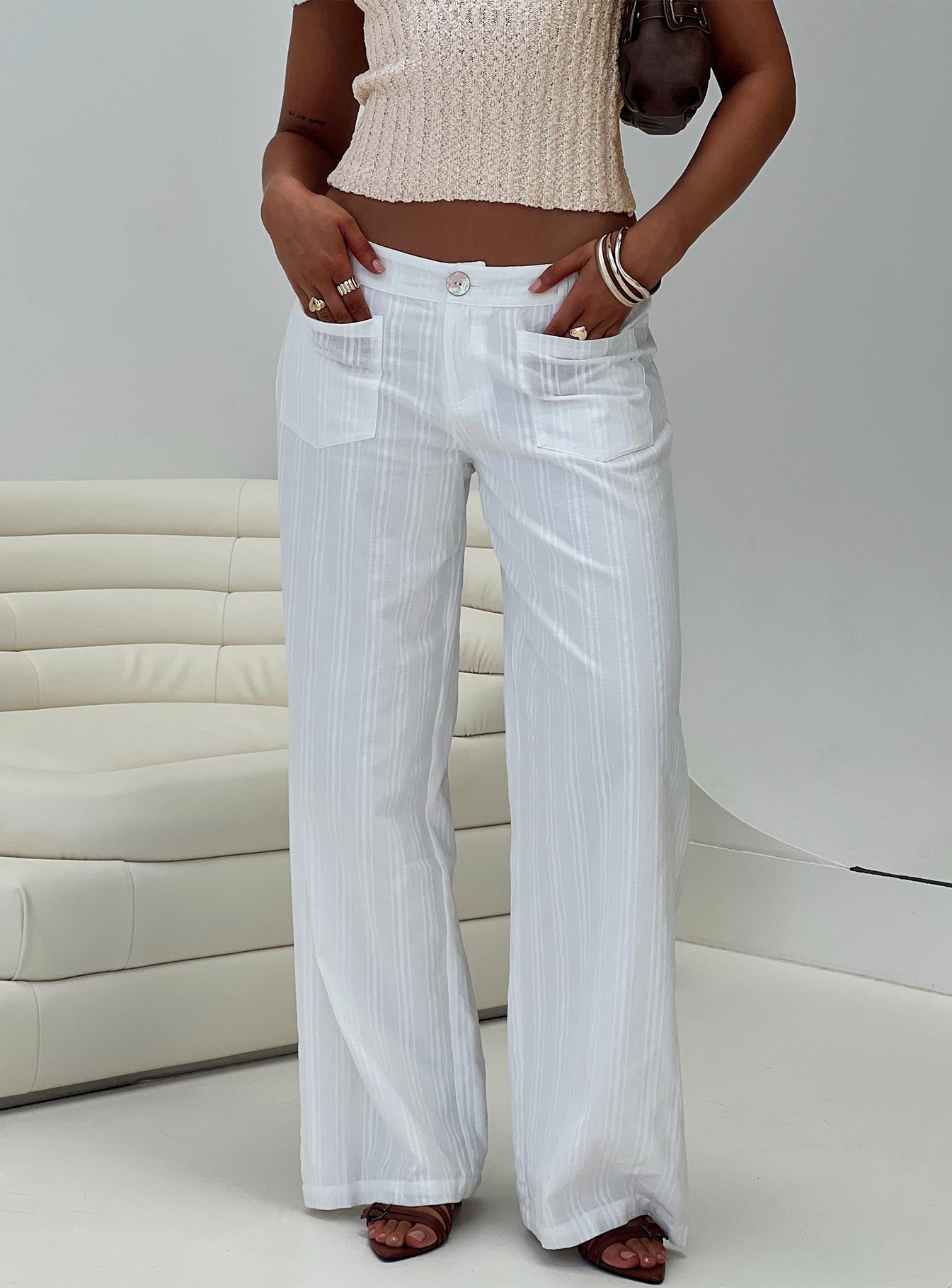 Vendi Low Rise Pant White Petite