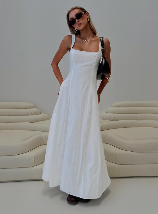 You Can Maxi Dress White Petite
