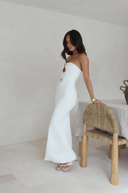 Sandy Stars Strapless Maxi Dress White