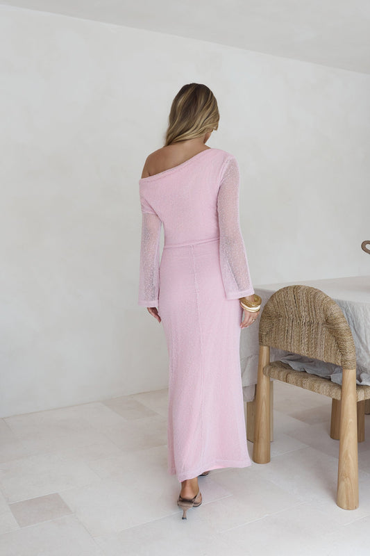 Cool Daze Long Sleeve Knit Maxi Dress Pink