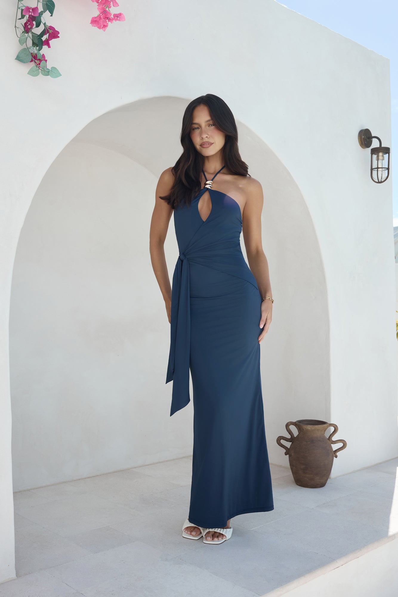 Yours With Love Halter Maxi Dress Navy