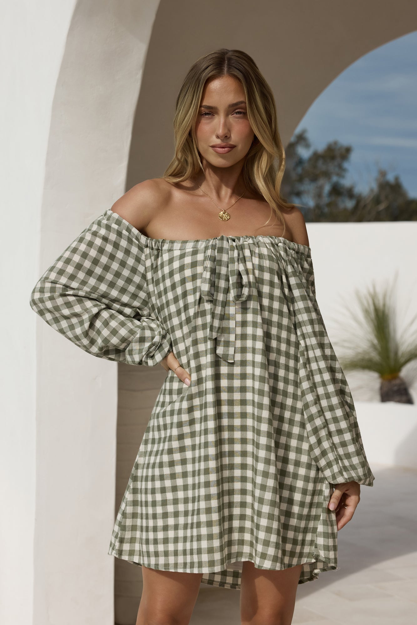 Easy Moments Long Sleeve Mini Dress Green