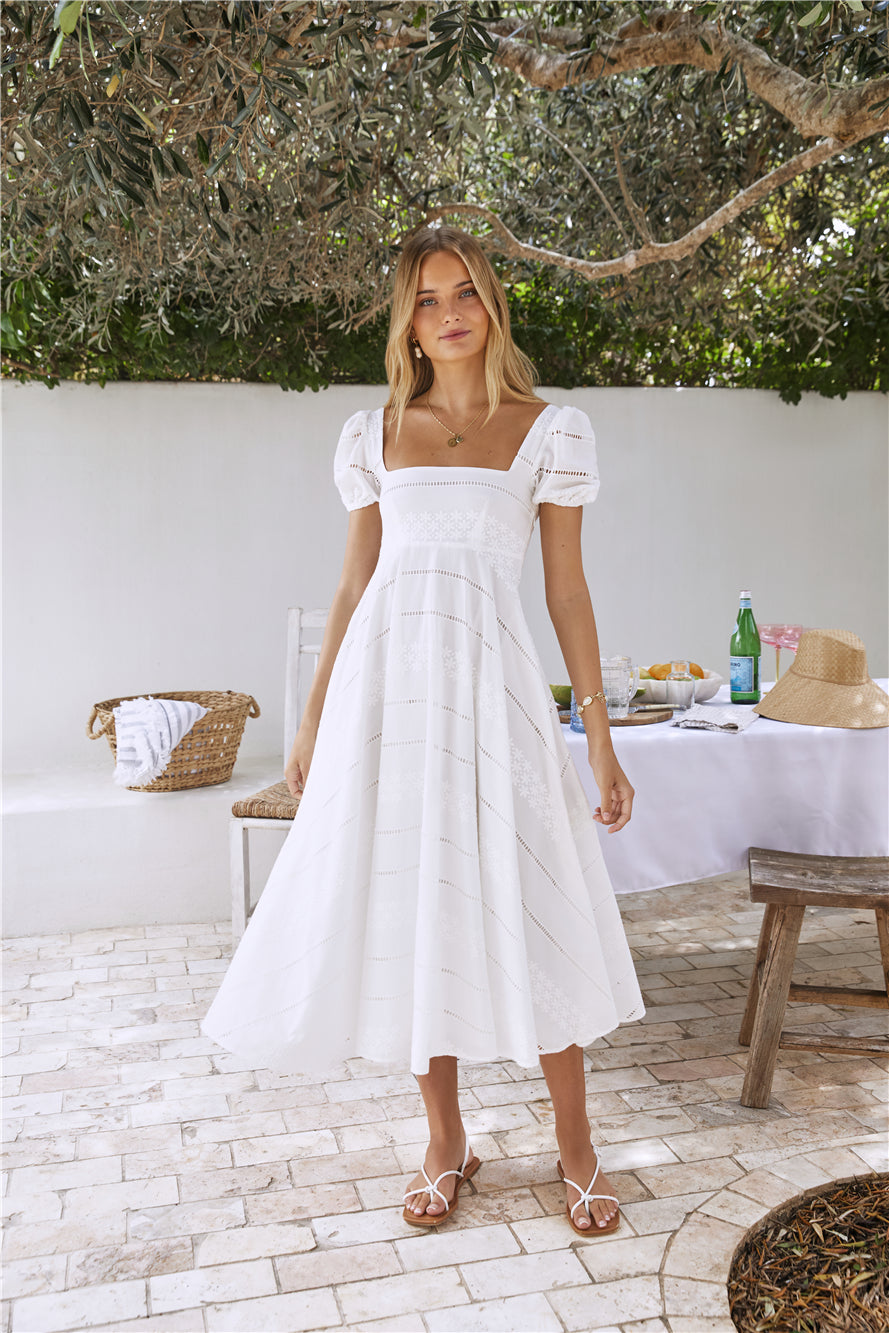 Honeysuckle Haven Maxi Dress White