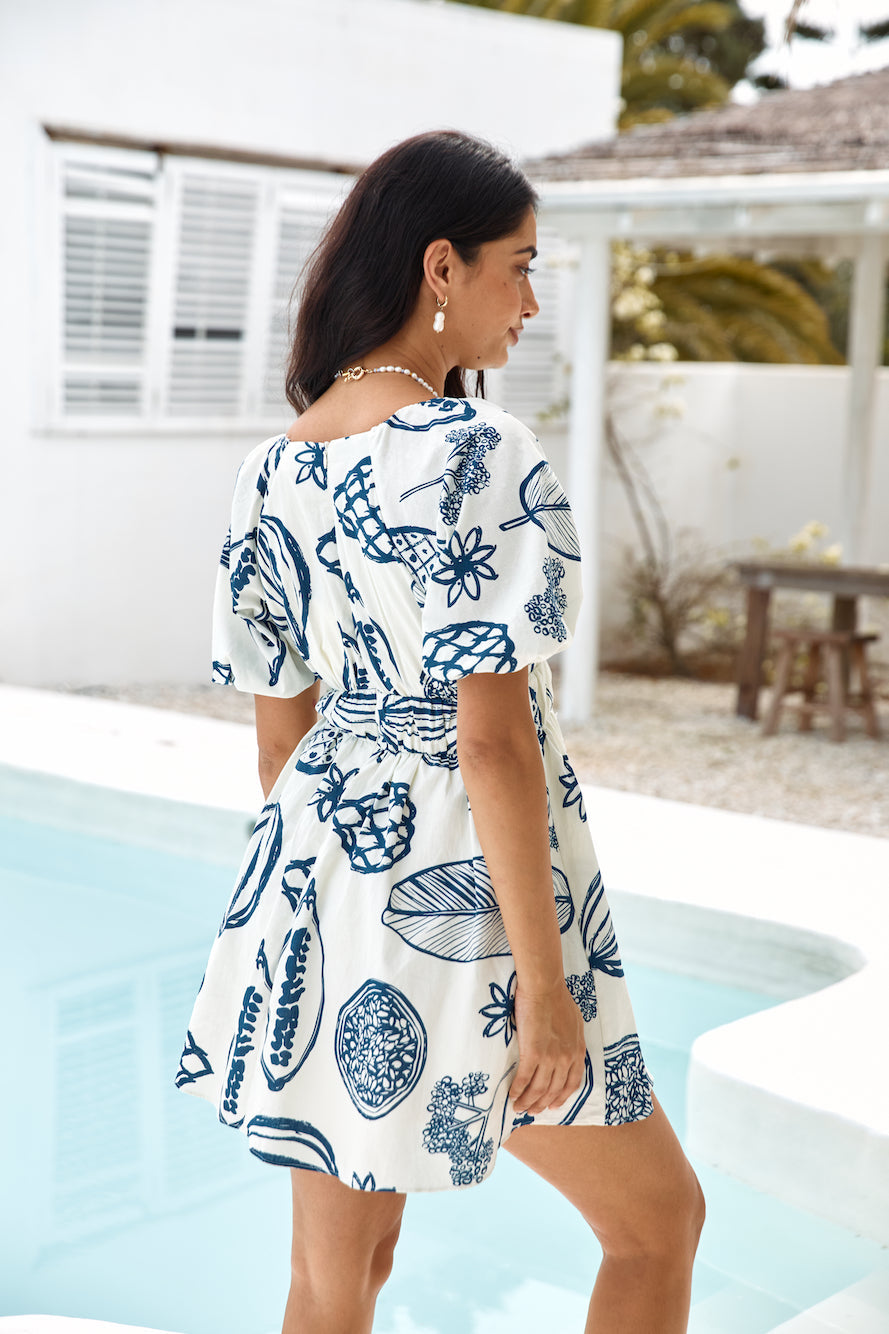 Somewhere Coastal Mini Dress Navy