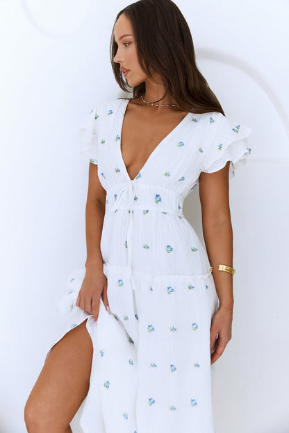 Solar Blooms Maxi Dress Blue