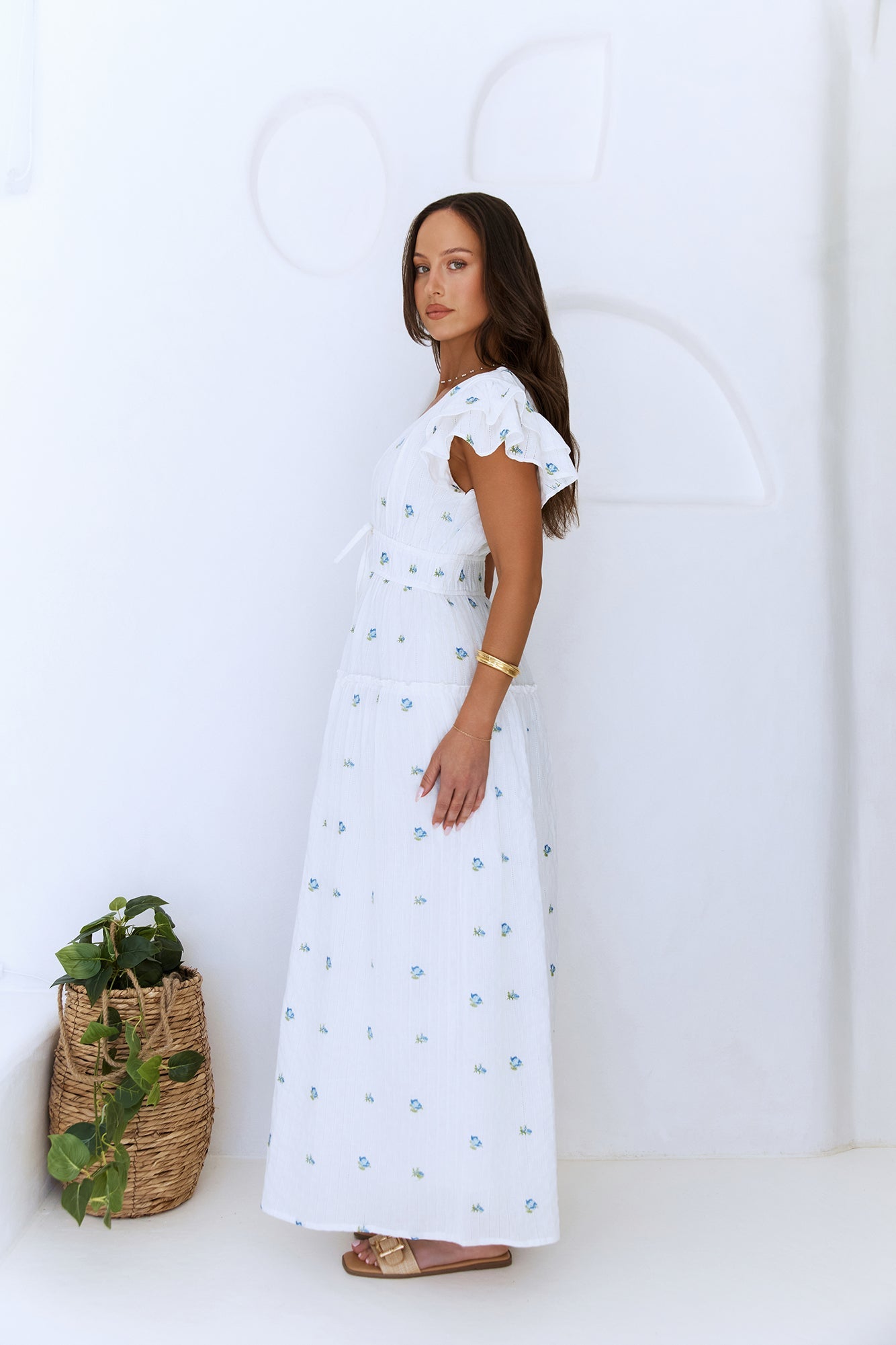 Solar Blooms Maxi Dress Blue