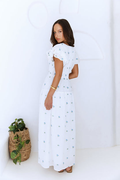 Solar Blooms Maxi Dress Blue