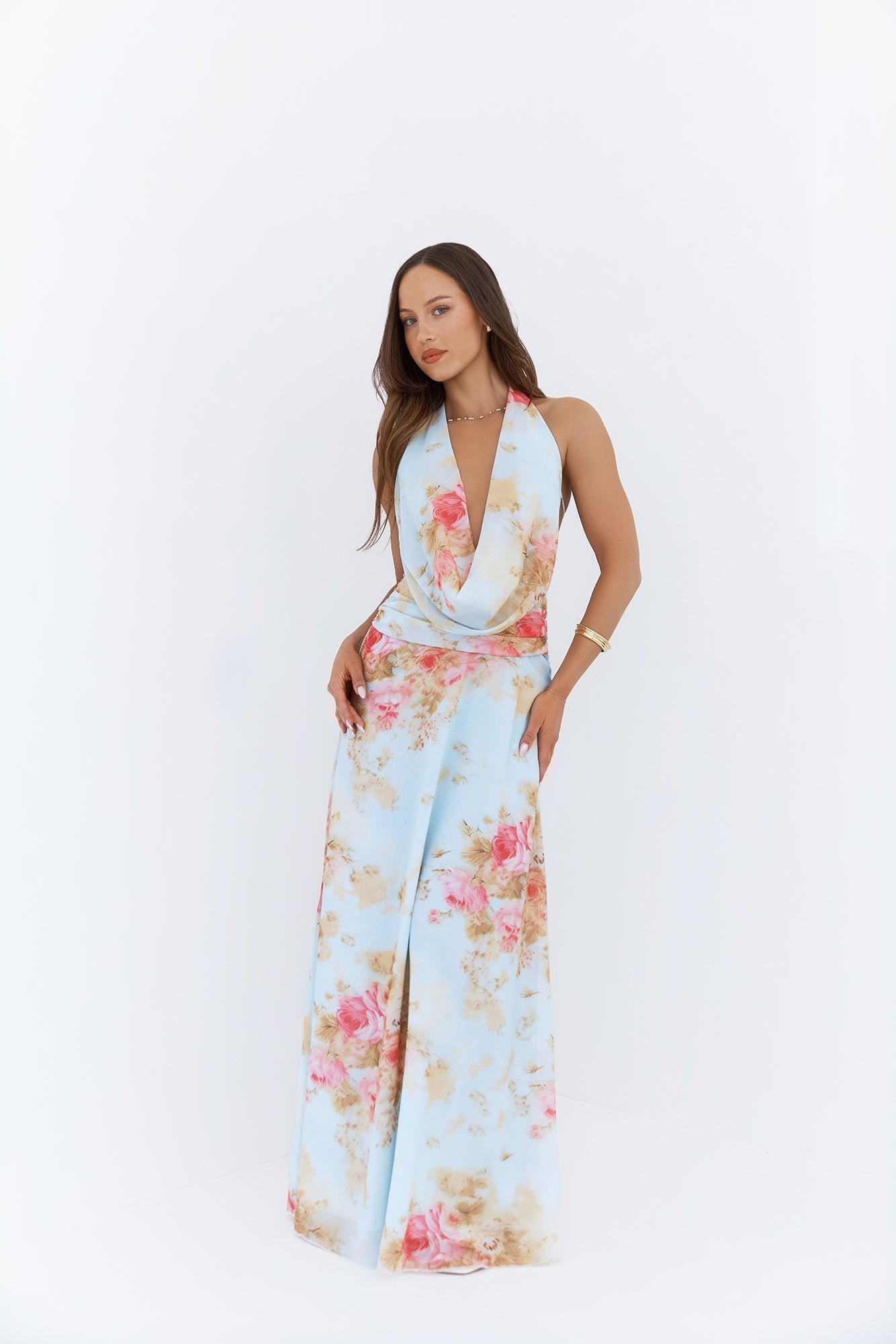 Slow Dancing Halter Maxi Dress Blue