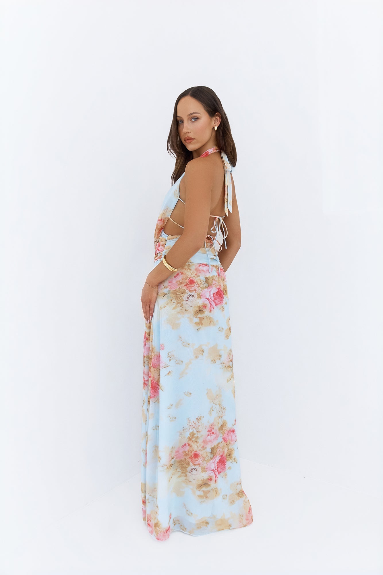 Slow Dancing Halter Maxi Dress Blue