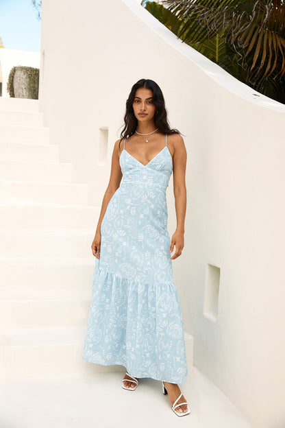 Bright Skies Maxi Dress Blue
