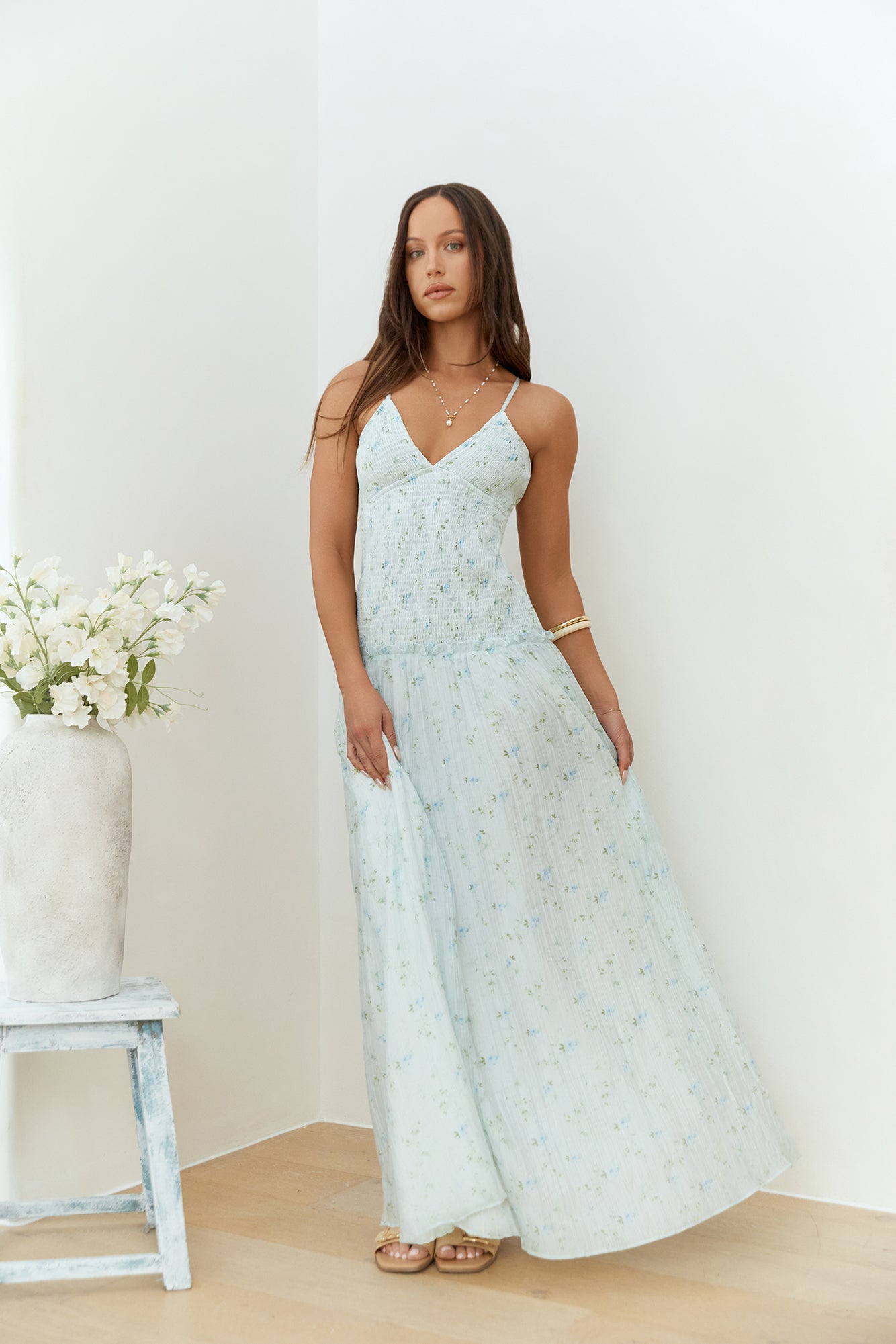 Among The Flowers Maxi Dress Blue