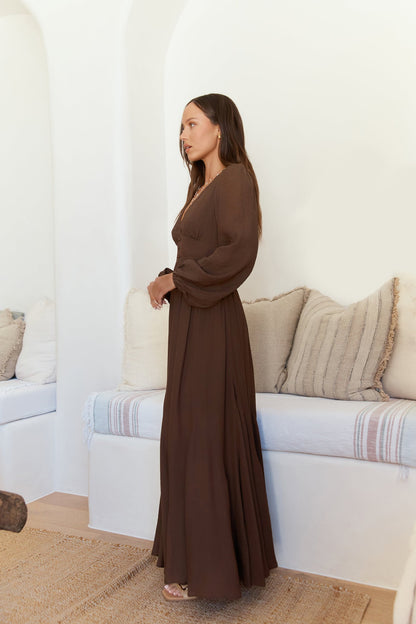 Sweeter Dreams Long Sleeve Maxi Dress Chocolate