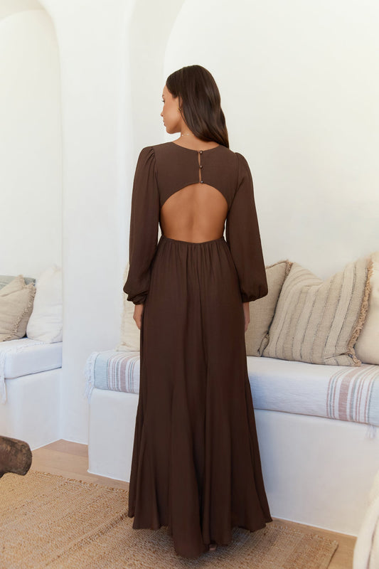 Sweeter Dreams Long Sleeve Maxi Dress Chocolate