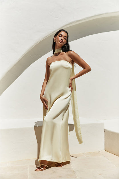 Radiant Rhythm Strapless Maxi Dress Yellow