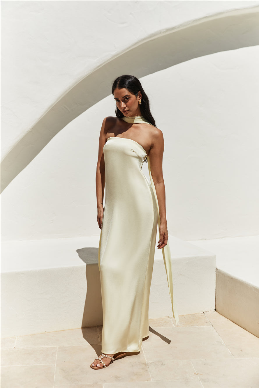 Radiant Rhythm Strapless Maxi Dress Yellow