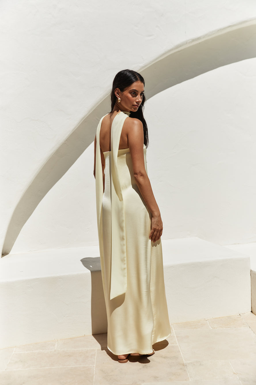 Radiant Rhythm Strapless Maxi Dress Yellow