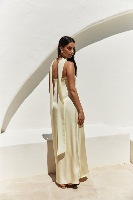 Radiant Rhythm Strapless Maxi Dress Yellow