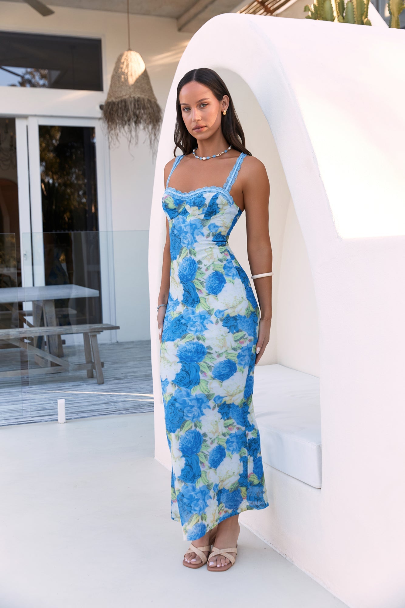 Open Your Eyes Mesh Maxi Dress Blue