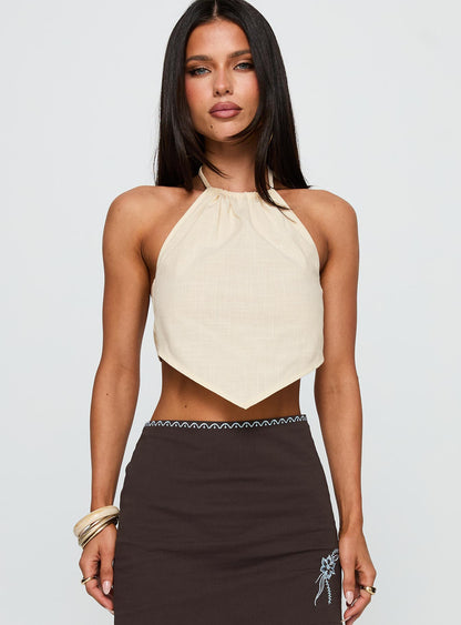 Just Imagine Tie Back Top Beige