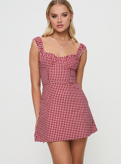 Faubert Mini Dress Red Gingham Petite