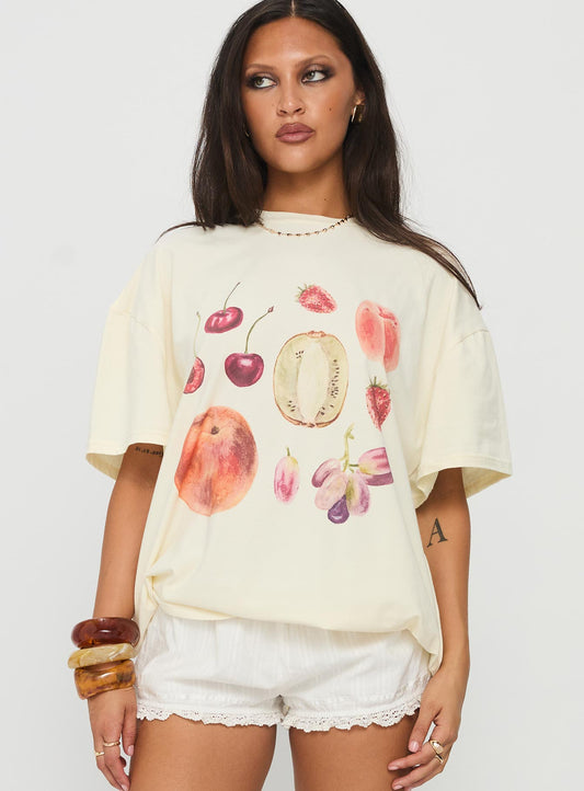 Farmer's Pick Oversized Graphic Top Cream