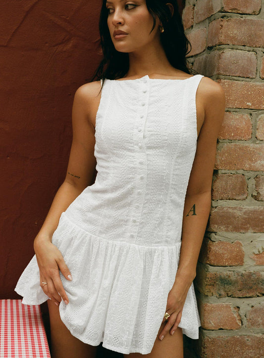 Sweeter Places Embroidered Mini Dress White Petite