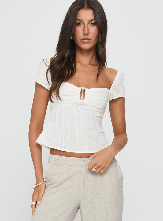 Isabetta Short Sleeve Top White