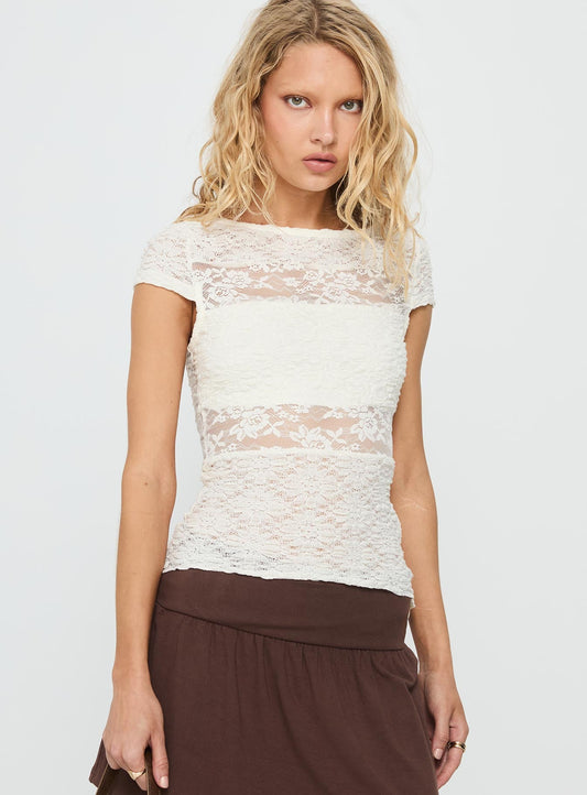 Coralee Lace Top White
