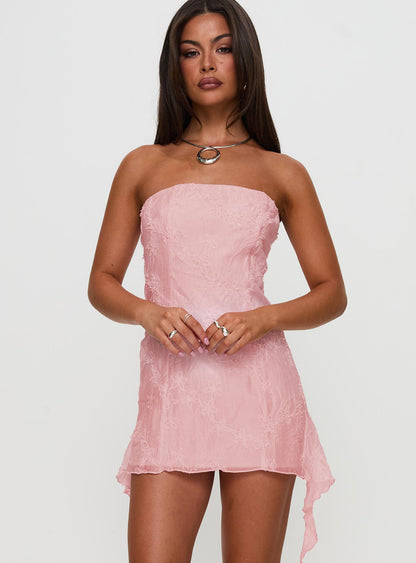Tomika Strapless Mini Dress Pink Petite