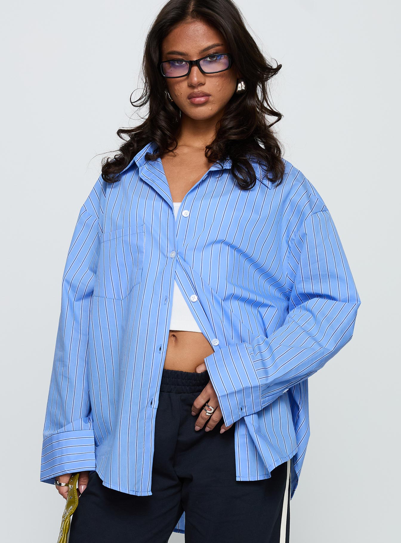 Kodhi Oversized Long Sleeve Top Blue Stripe