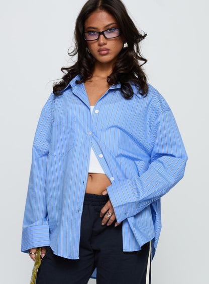 Kodhi Oversized Long Sleeve Top Blue Stripe