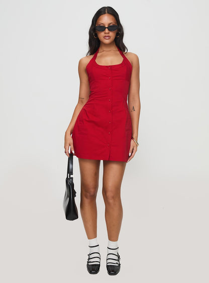 Mallorie Halter Mini Dress Red Petite