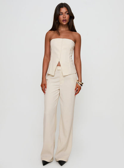 Lavish Living Strapless Top Cream Petite