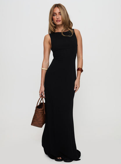 Ace Of Hearts Backless Maxi Dress Black Petite