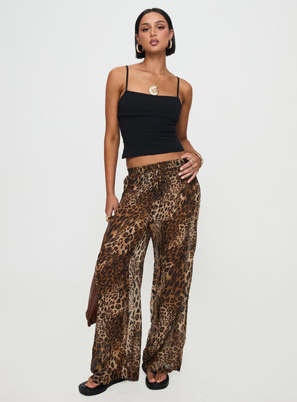 Fyre Wide Leg Pant Leopard Petite