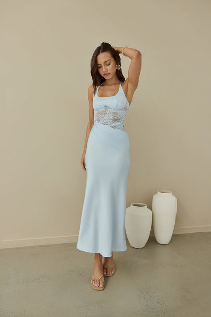 Dreamdays Halter Lace Maxi Dress Blue